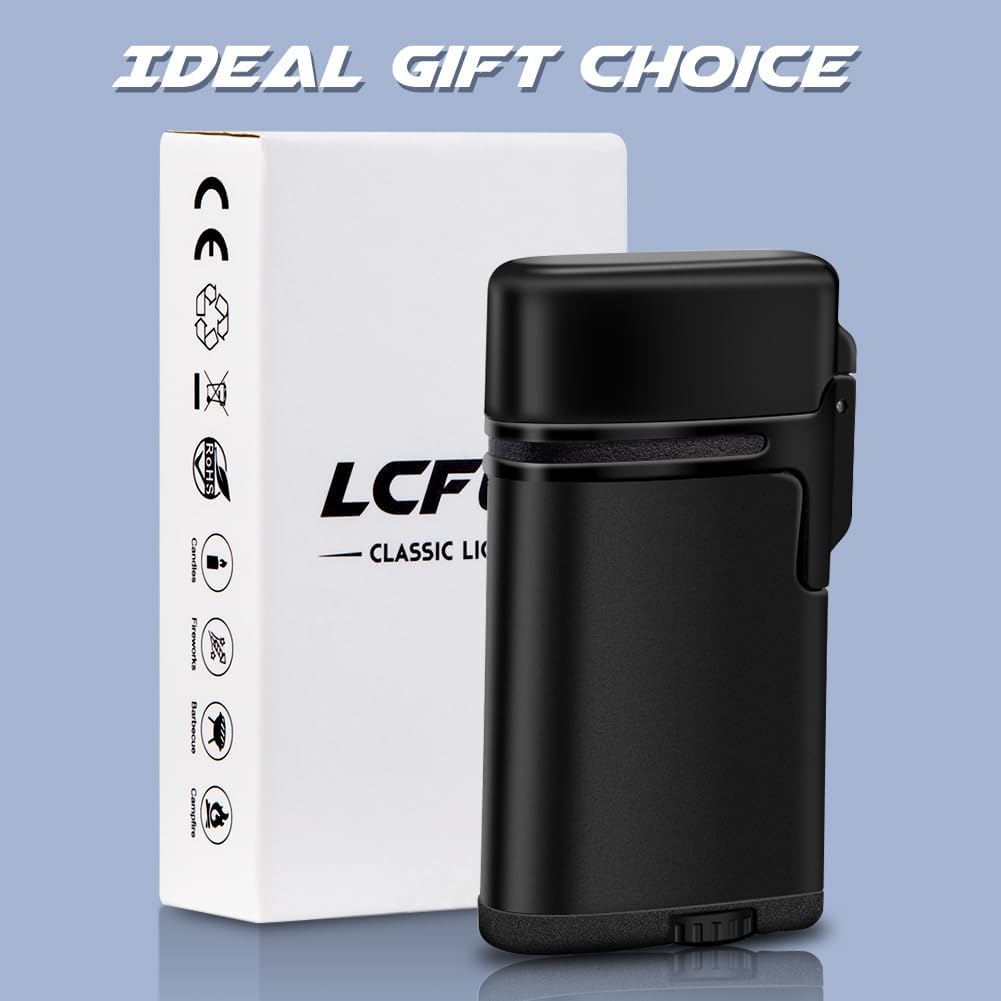 Torch Lighter 2 Pack,Dual Jet Flame Lighter,Refillable Butane Lighter,Windproof Lighter,Pocket Lighter Gifts for Men(Without Butane)(2 Pack Black