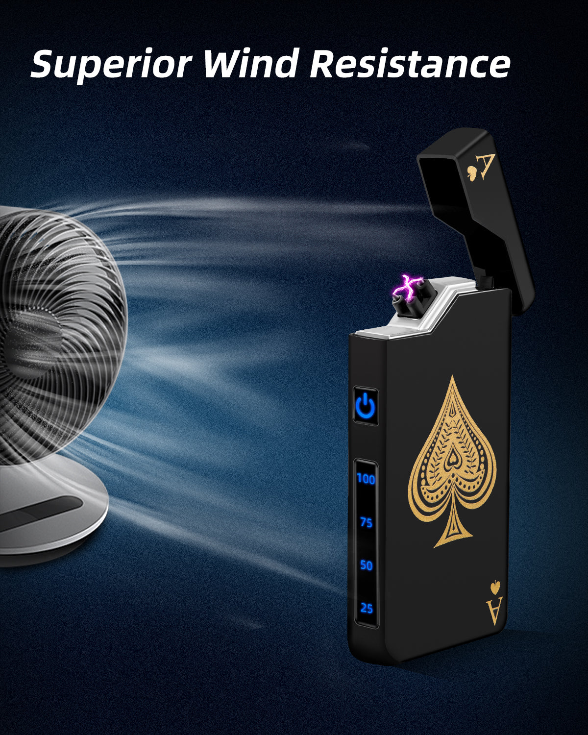 Electric Lighter - Rechargeable USB, Dual Arc Plasma, Windproof Flameless, Pocket Metal Lighter with LED Battery Indication for Candles, Camping (Silver Ace)