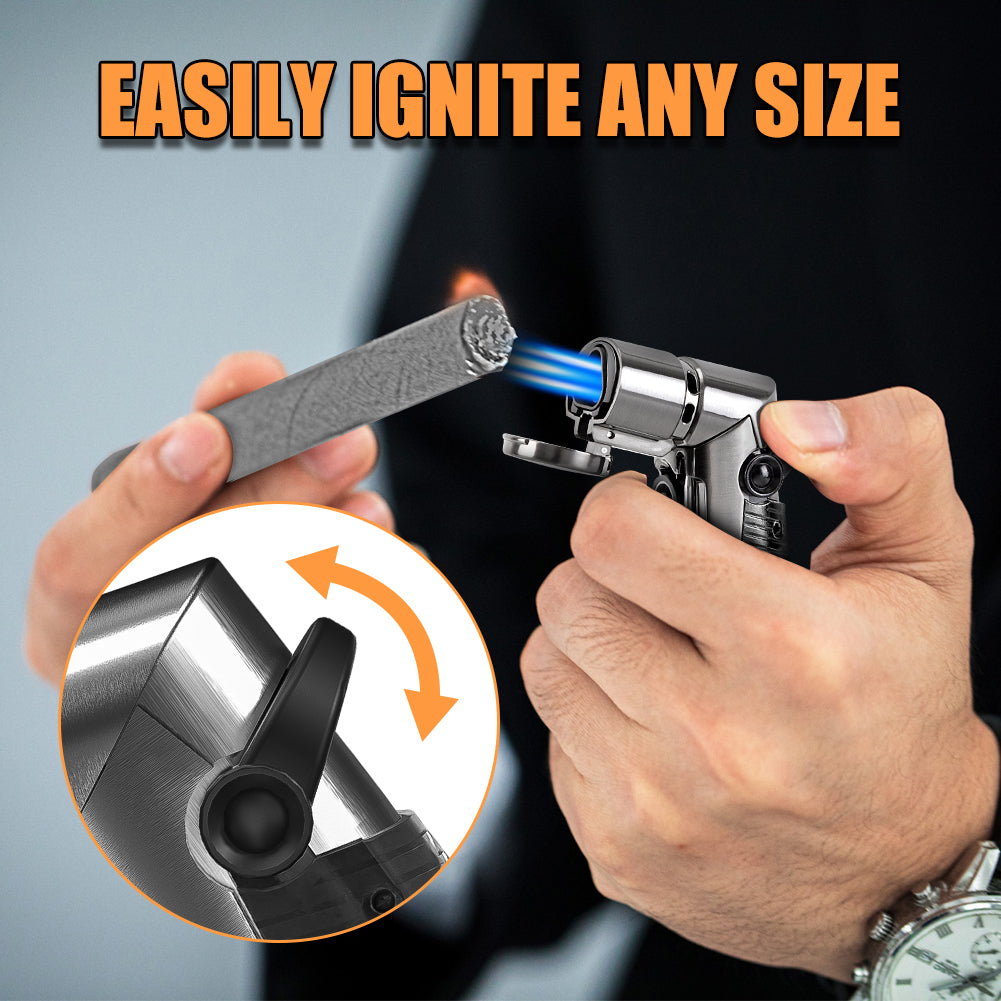 LcFun Torch Lighter Windproof Triple Jet Flame Butane Lighter with Punch and Draw Enhancer, Refillable Lighters for Camping Hunting Valentines Day Gifts for Him -BUTANE NOT INCLUDED