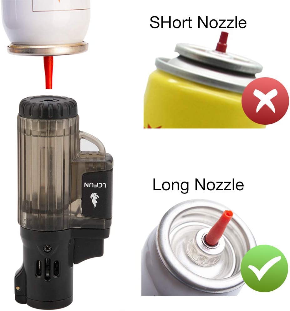 Torch Lighter 2 Pack Quad Jet Flame Lighter Refillable Butane Cigar Lighter 4 Jet Torch Lighters-Butane Not Included (2 Pack Black)