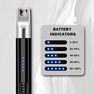Candle Lighter 2 Pack Plasma Rechargeable Electric Arc Lighter with LED Battery Display Windproof Flameless USB Long Lighter for Candle BBQ Camping Gas Stoves Fireworks(Rose Gold&Black)
