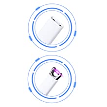 Arc Lighter USB Rechargeable Candle Lighter Flameless Electronic Lighter Windproof Plasma Long Neck Lighters with LED Battery Indicator for Candle,Fireworks,Grill,Barbecue,Stove (Blue)