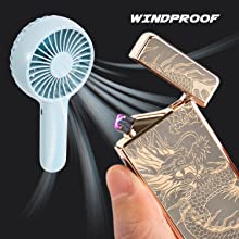 LcFun Dual Arc Plasma Lighter USB Rechargeable Electronic Lighters Windproof Flameless Butane Free Electric Lighters Candle Lighter (Gold Dragon)