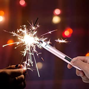 Candle Lighter 1 Pack USB Rechargeable Long Lighter Windproof Flameless Arc Lighter with LED Battery Display for Candle, Fireworks, BBQ, Gas Stove, Grill (Rose Gold)