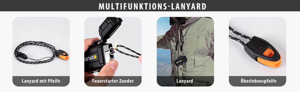 LcFun Lichtbogen Feuerzeug, Wasserdicht Winddicht Plasma-Feuerzeug USB Aufladbar Elektronisches Feuerzeug, mit Notfall-Pfeife für Camping, Abenteuer, Survival Taktische Ausrüstung (Schwarz)