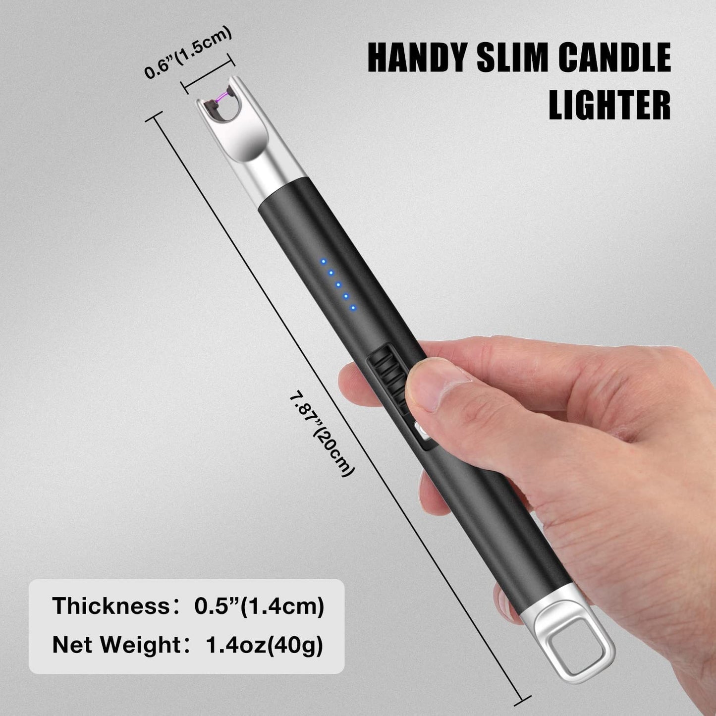 Candle Lighter 2 Pack Plasma Rechargeable Electric Arc Lighter with LED Battery Display Windproof Flameless USB Long Lighter for Candle BBQ Camping Gas Stoves Fireworks(Rose Gold&Black)