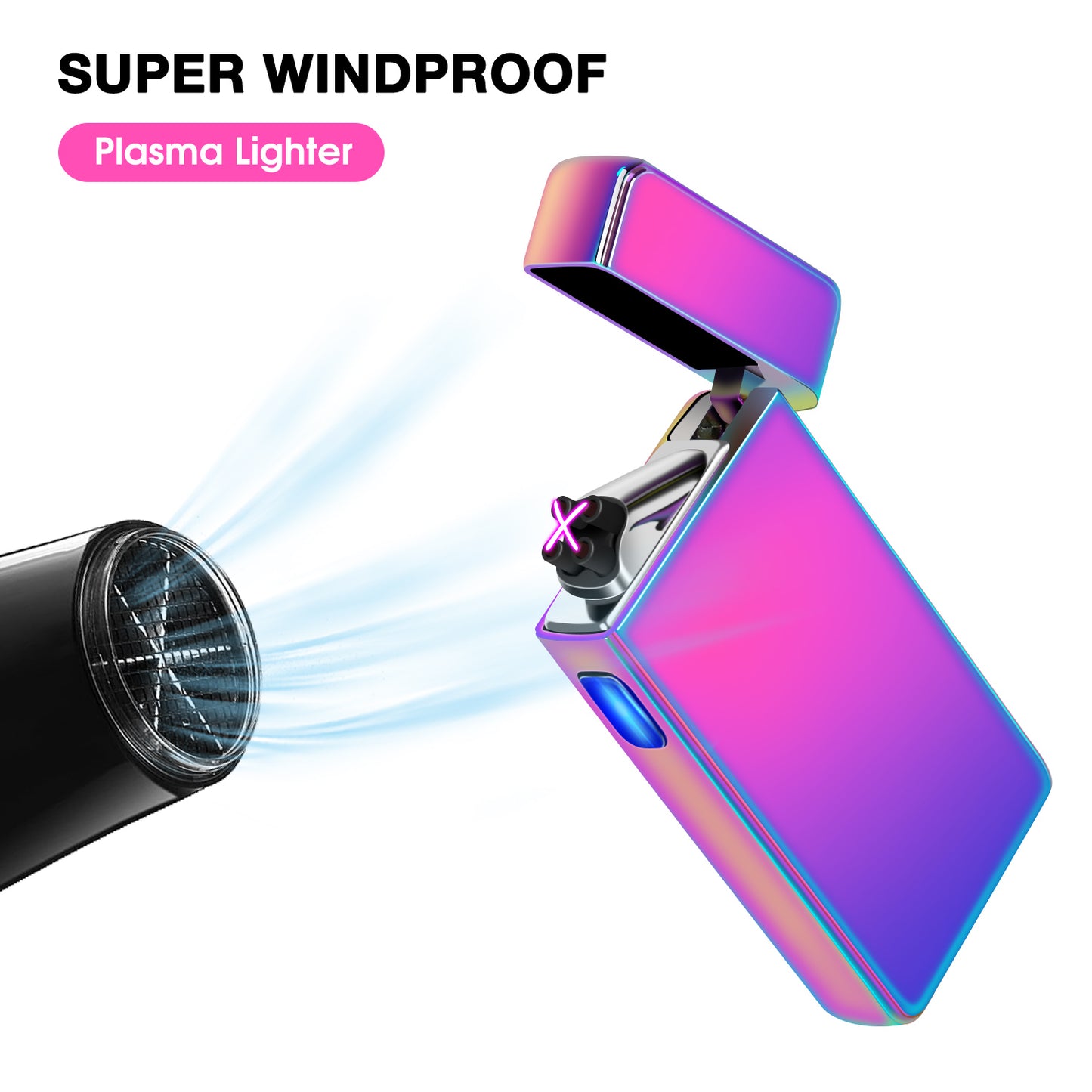 lcfun Lighter,Electric Lighter USB Rechargeable Dual Arc Plasma Lighter Electronic Windproof Lighter for Indoor&Outdoor,Camping,Fire,Candle,Indoor&Outdoor(Rainbow)