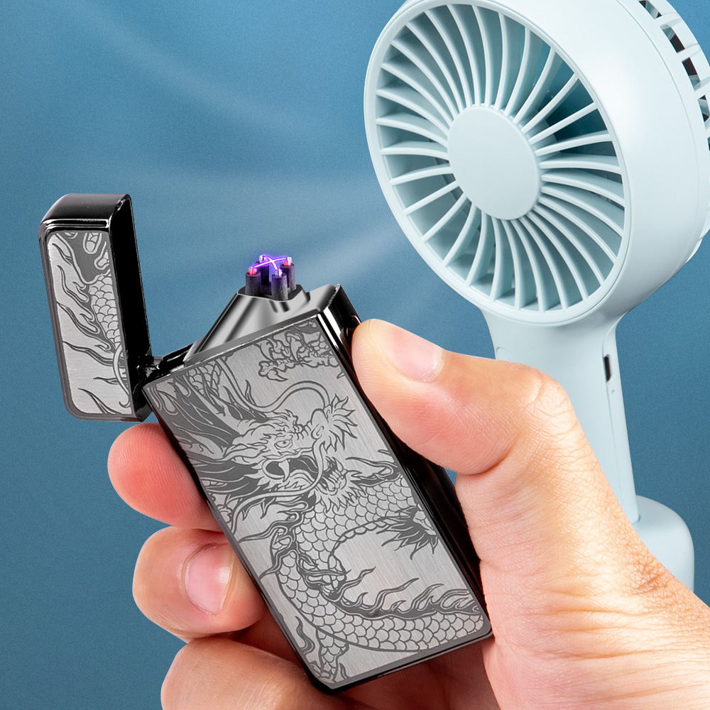 LcFun Lichtbogen Feuerzeug USB Aufladbar Elektro Feuerzeug Winddicht Plasma Feuerzeug, Elektronisches Feuerzeug(Schwarzer Drache)