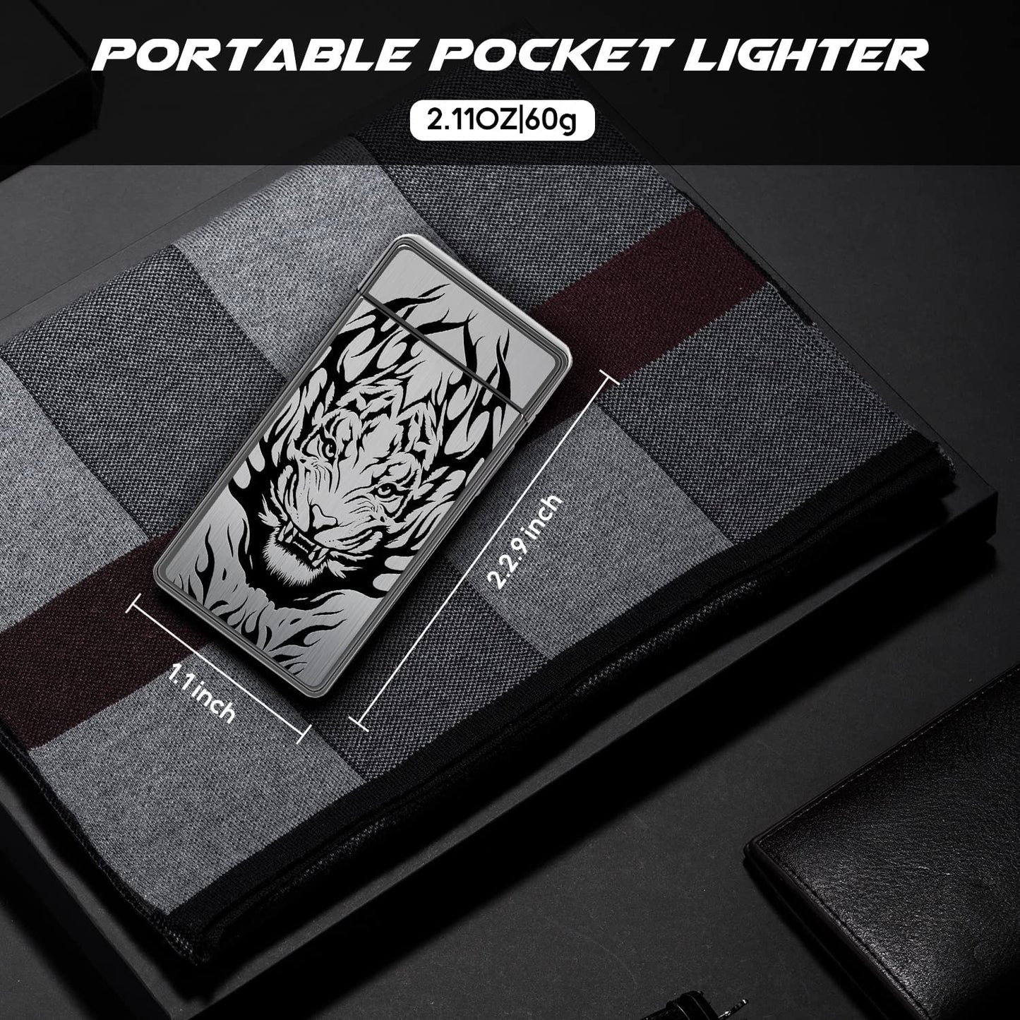 Electric Lighter USB Rechargeable Lighter Electronic Plasma Arc Lighter Flameless Windproof Lighters for Candle, Camping, Hiking, Outdoor(Black Tiger)…