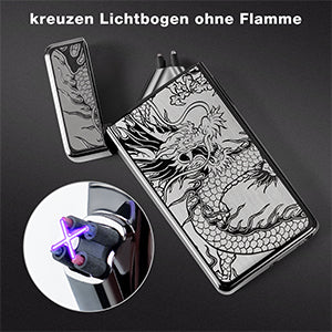 LcFun Lichtbogen Feuerzeug USB Aufladbar Elektro Feuerzeug Winddicht Plasma Feuerzeug, Elektronisches Feuerzeug(Schwarzer Drache)