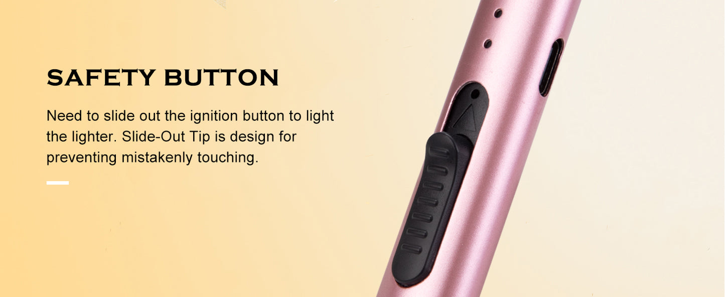 Candle Lighter,Electric Lighter USB Rechargeable,Electronic Arc Plasma Lighter,Long Pen BBQ Lighter for Candles,Camping,Grill-(Rose Gold)
