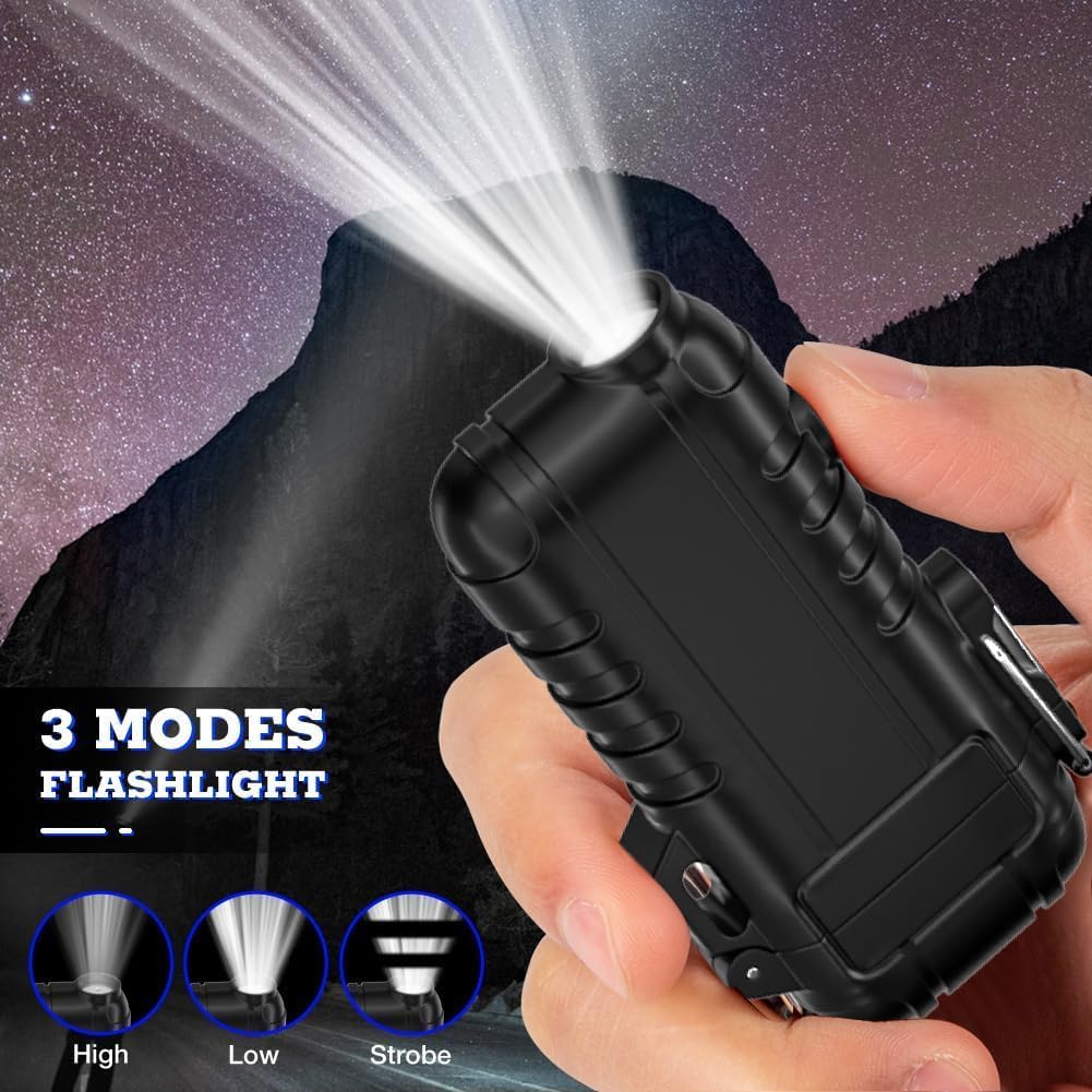 Electric Lighter USB Rechargeable with Retractable Neck,Windproof Arc Plasma Lighter with Flashlight,Electronic Waterproof Lighter for Candle,Camping,Survival,Hiking,BBQ