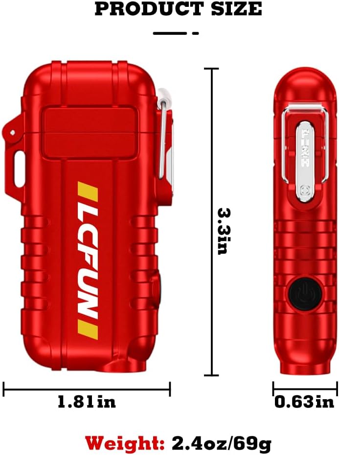 USB C Rechargeable Lighter with Long Retractable Neck,Electric Lighter Waterproof,Windproof Arc Plasma Lighter for Candles,Camping,Hiking,Survival,Tactical Gear-(Red)