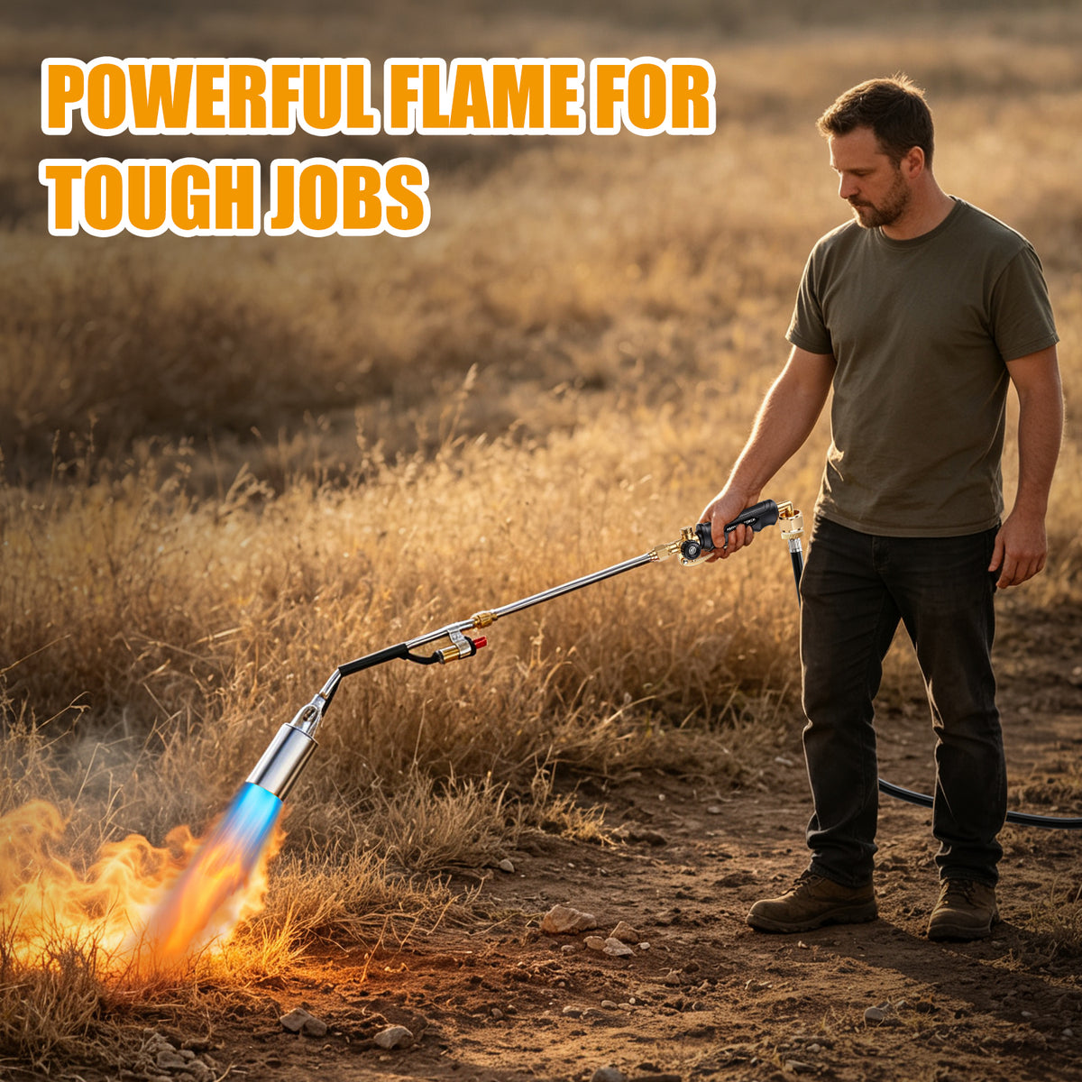 Propane Torch Weed Burner, High Output Weed Torch & Flame Thrower for Weeds, Heavy Duty Flame Weeder Blow Torch for Garden, Roofing, BBQ, Melting Ice & Snow
