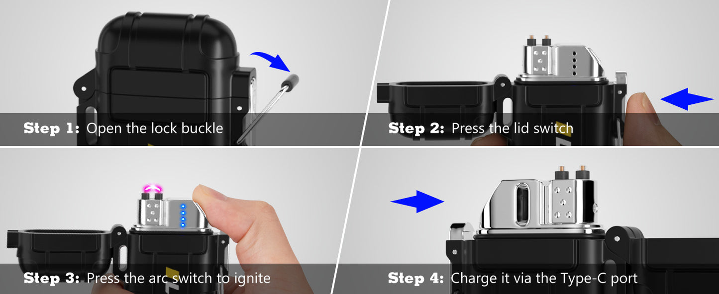 Electric Lighter USB Rechargeable with Retractable Neck,Windproof Arc Plasma Lighter with Flashlight,Electronic Waterproof Lighter for Candle,Camping,Survival,Hiking,BBQ