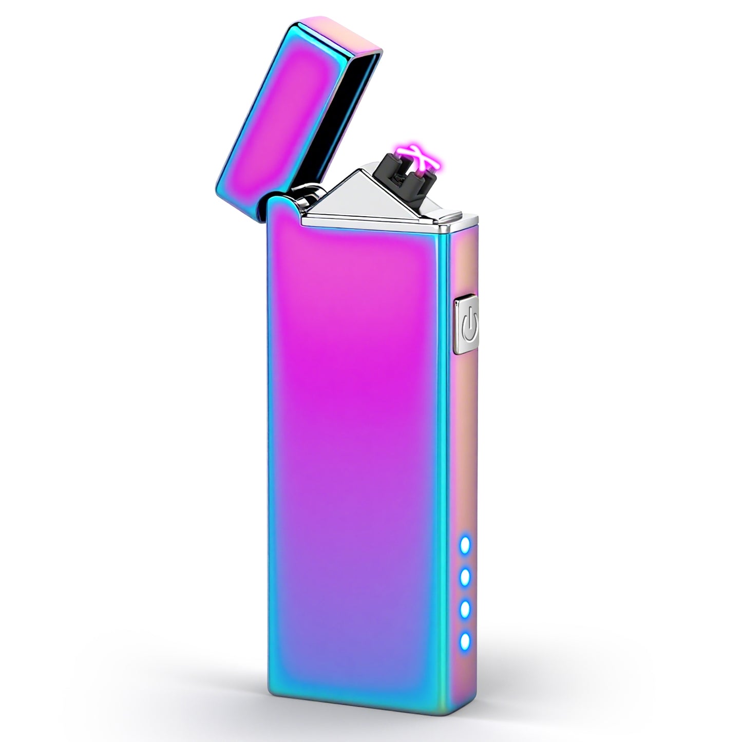 LcFun Electric Lighter USB Rechargeable Dual Arc Lighter with Battery Indicator, Windproof Cool Pocket Plasma Lighters for Camping, Small Valentines Birthday Gifts for Men Father (Gunmetal Gray)