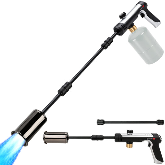 Propane Torch Weed Burner, Weed Torch Flame Thrower Built-In Igniter, Long and Short Modes, Adjustable Flame Blow Torch for Weeds, Garden, Roofing