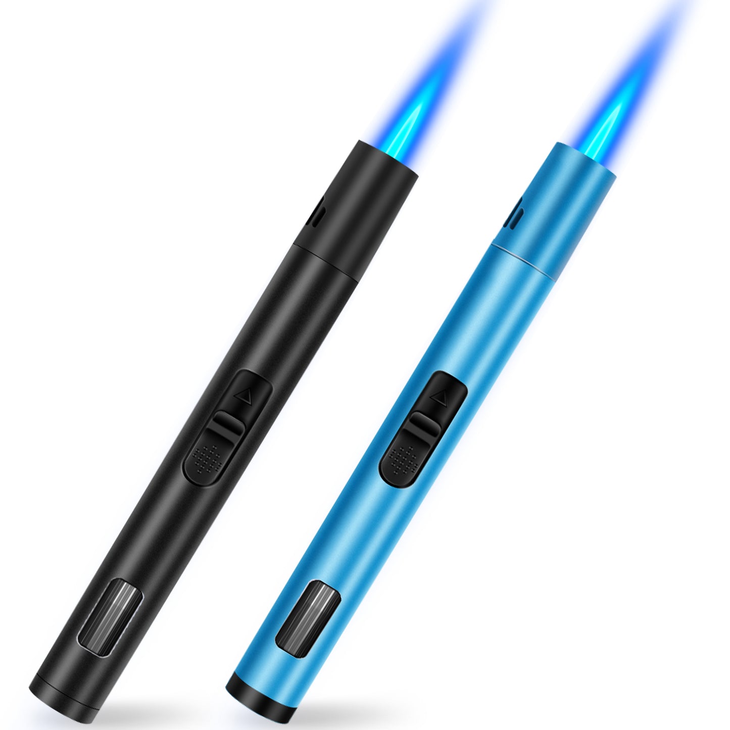 LcFun 2 Pack Torch Lighters Refillable Butane Lighter with Visible Fuel Window, Windproof Adjustable Jet Flame Long Matches Lighters for Candle, Grill, BBQ, Camping, Fireworks (Butane NOT Included)