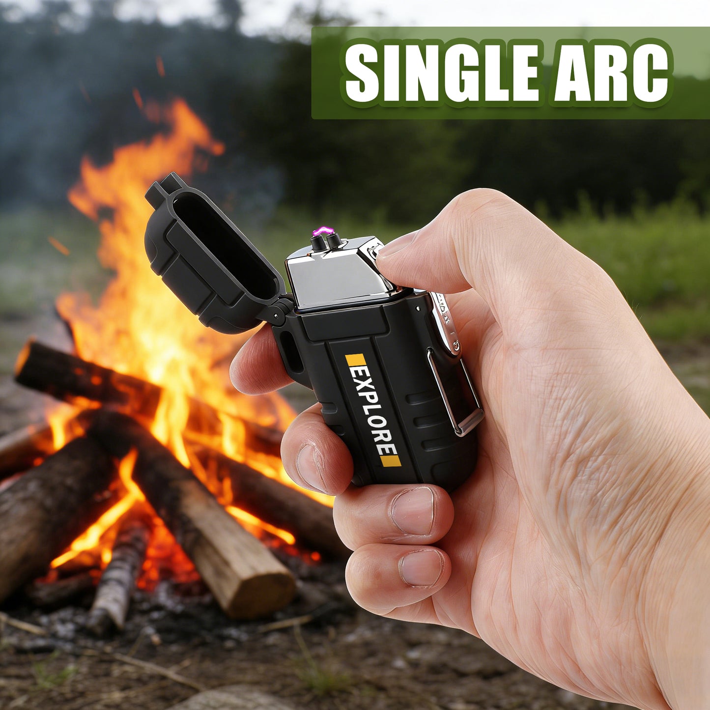 LcFun Electric Lighter USB C Rechargeable Plasma Lighter Windproof Flameless Arc Lighters, Waterproof Matches for Camping Hiking Hunting, Survival Tactical Gear Gifts for Men Fathers Husband