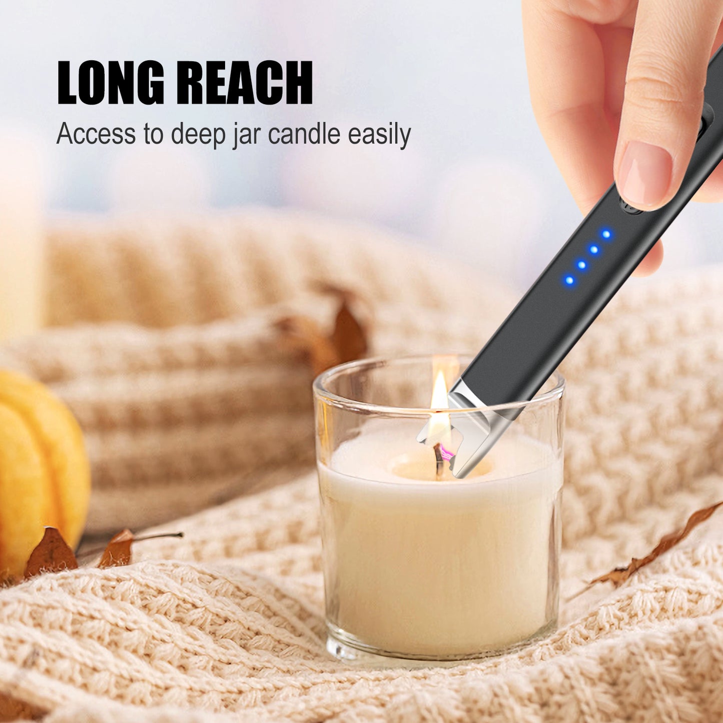 LcFun 2 Pack Candle Lighter USB Rechargeable Electric Plasma Arc Lighters with Safety Lock, Windproof Flameless Lighters Long Stem Matches for Candle, Grill, BBQ, Camping, Gas Stoves (Black, Gold)