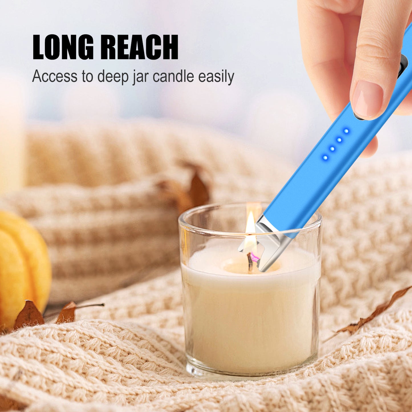 LcFun 2 Pack Candle Lighter USB Rechargeable Electric Plasma Arc Lighters with Safety Lock, Windproof Flameless Lighters Long Stem Matches for Candle, Grill, BBQ, Camping, Gas Stoves (Black, Gold)