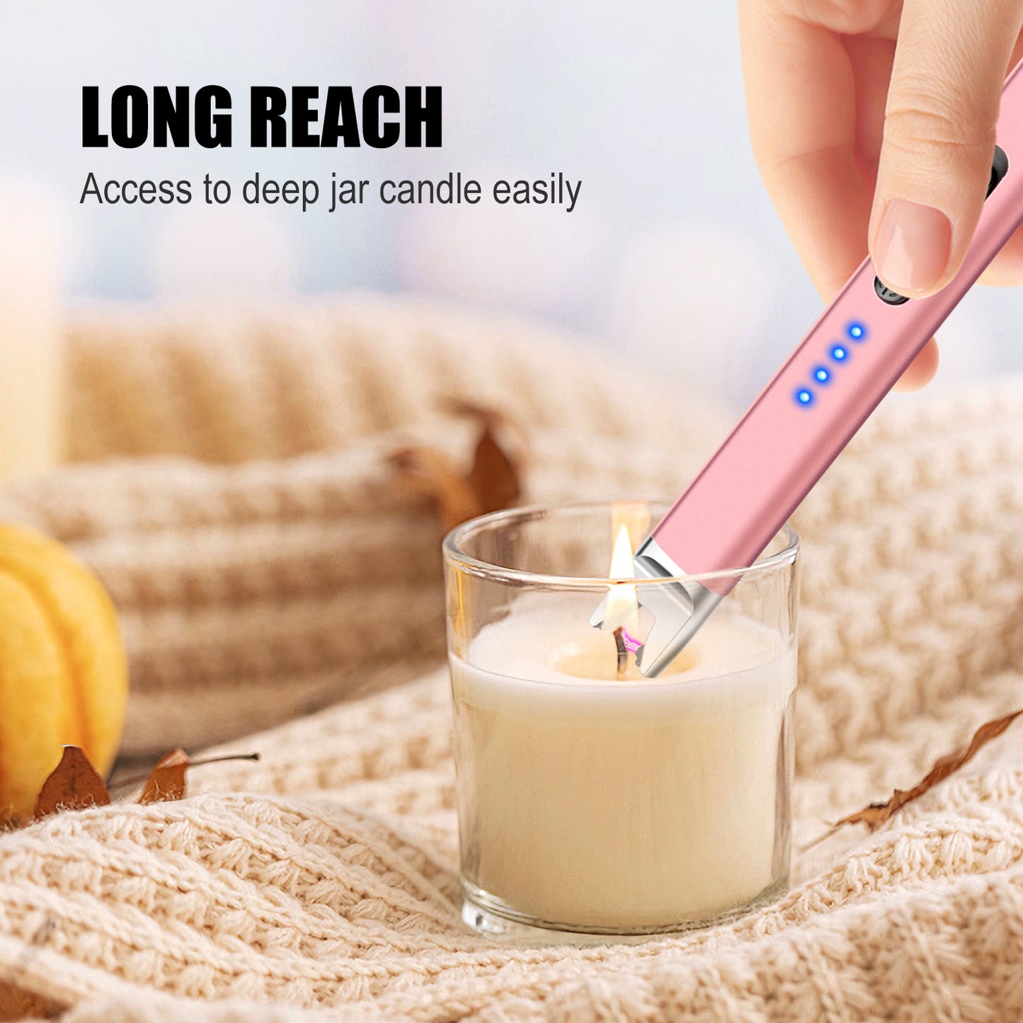 LcFun 2 Pack Candle Lighter USB Rechargeable Electric Plasma Arc Lighters with Safety Lock, Windproof Flameless Lighters Long Stem Matches for Candle, Grill, BBQ, Camping, Gas Stoves (Black, Gold)
