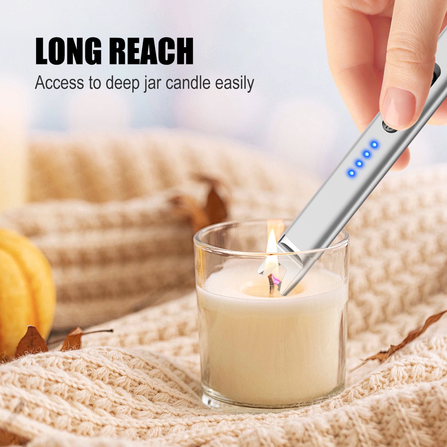 LcFun 2 Pack Candle Lighter USB Rechargeable Electric Plasma Arc Lighters with Safety Lock, Windproof Flameless Lighters Long Stem Matches for Candle, Grill, BBQ, Camping, Gas Stoves (Black, Gold)