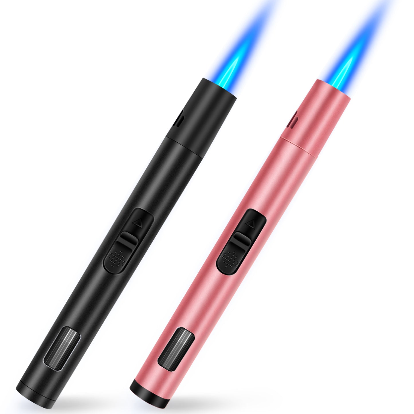 LcFun 2 Pack Torch Lighters Refillable Butane Lighter with Visible Fuel Window, Windproof Adjustable Jet Flame Long Matches Lighters for Candle, Grill, BBQ, Camping, Fireworks (Butane NOT Included)