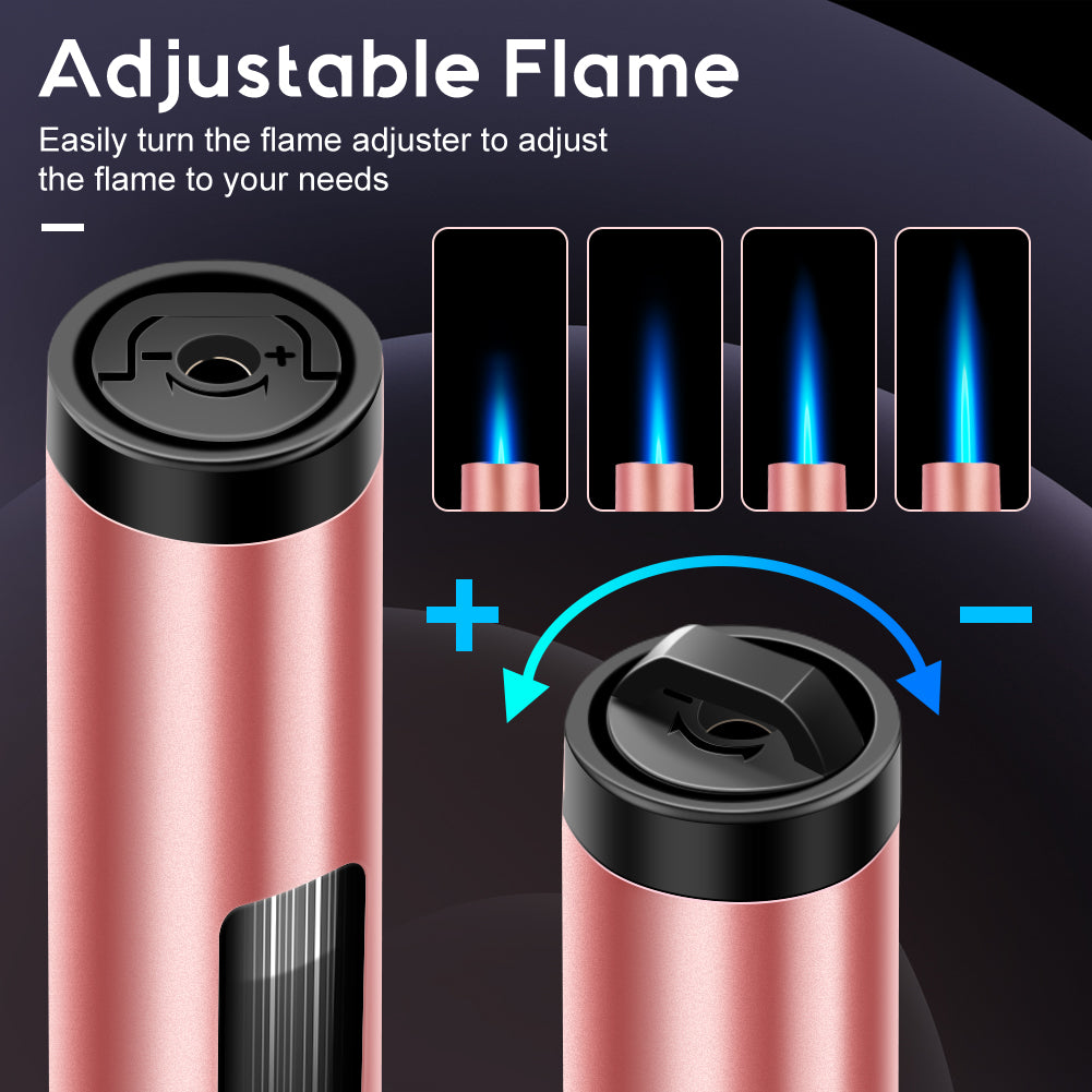 LcFun 2 Pack Torch Lighters Refillable Butane Lighter with Visible Fuel Window, Windproof Adjustable Jet Flame Long Matches Lighters for Candle, Grill, BBQ, Camping, Fireworks (Butane NOT Included)