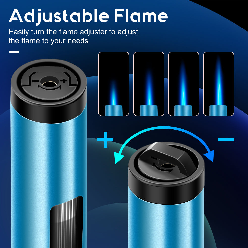 LcFun 2 Pack Torch Lighters Refillable Butane Lighter with Visible Fuel Window, Windproof Adjustable Jet Flame Long Matches Lighters for Candle, Grill, BBQ, Camping, Fireworks (Butane NOT Included)