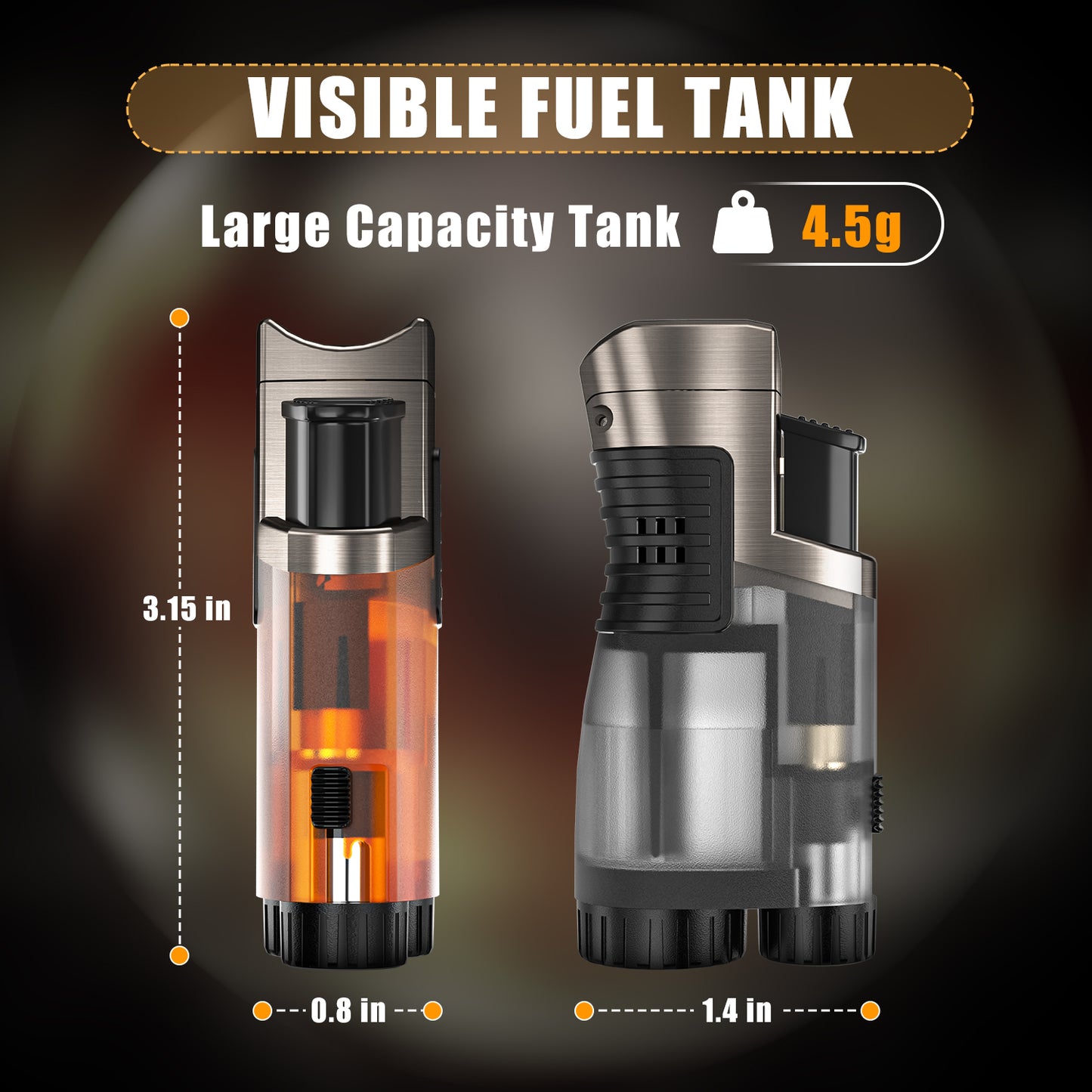 2 Pack Triple Jet Flame Lighter, Windproof and Gas Refillable, Butane Torch Lighter for BBQ, Camping, Outdoor and Candles, Gifts for Him Men