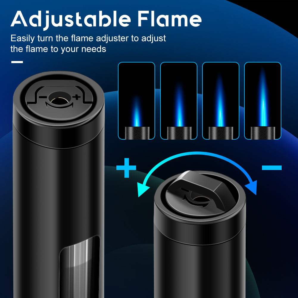 LcFun 2 Pack Torch Lighters Refillable Butane Lighter with Visible Fuel Window, Windproof Adjustable Jet Flame Long Matches Lighters for Candle, Grill, BBQ, Camping, Fireworks (Butane NOT Included)