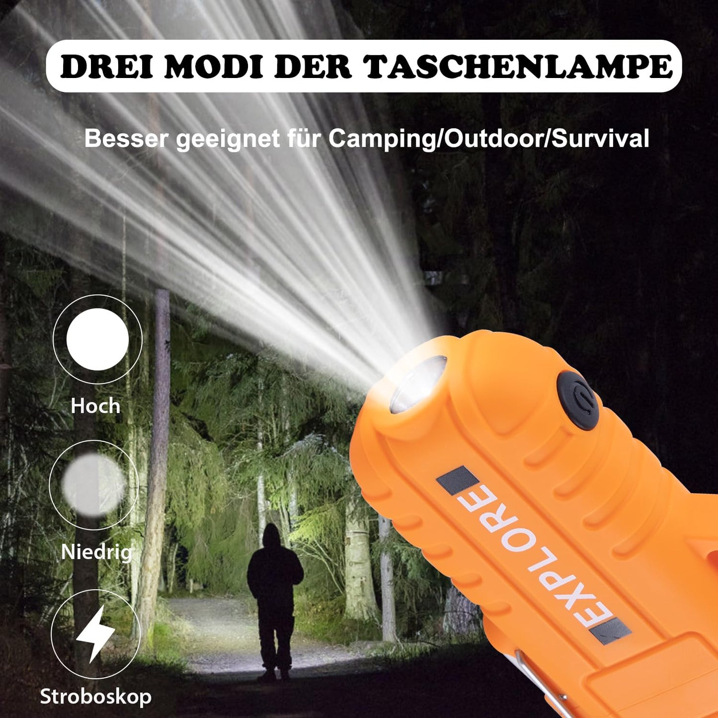 LcFun Elektrisch Elektro Feuerzeug Winddicht Lichtbogen Aufladbar Type-C, Wiederaufladbar mit Taschenlampe für Camping, Wandern, Outdoor Survival Kits (Orange)