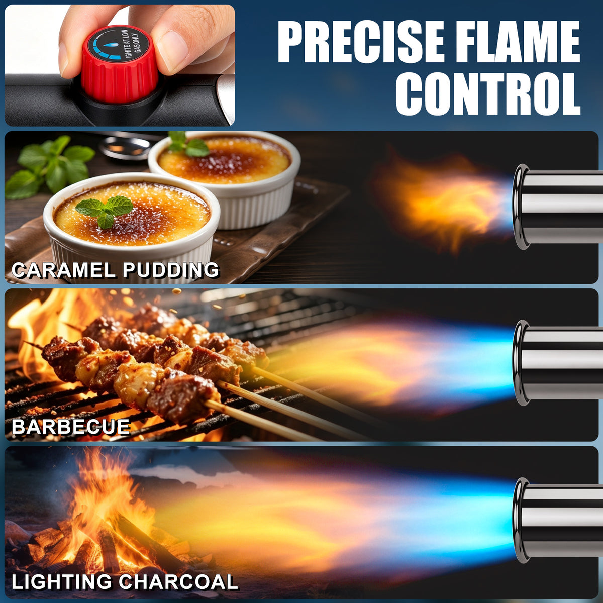 Propane Torch Gun, One-Press Max Flame Thrower Gun with Safety Lock, One-handed Blow Torch Fire Starter for Charcoals,Grill,Cooking(Tank Not Included)