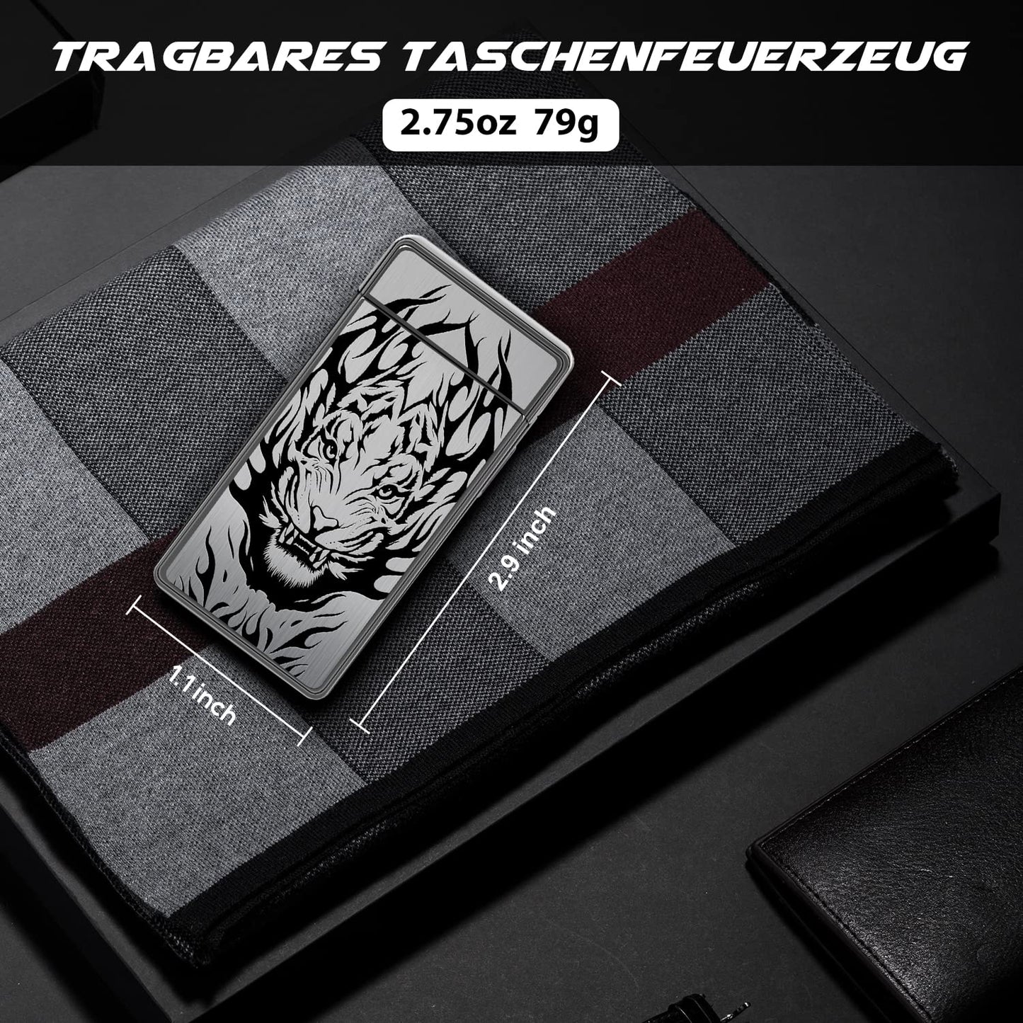 LcFun Feuerzeug Elektrisch Lichtbogen Feuerzeug USB Aufladbar Elektrisches Plasma Feuerzeug Sturmfeuerzeug Elektro Winddicht Arc Lighter Wiederaufladbar für Kerzen Küche (Schwarzer Tiger)