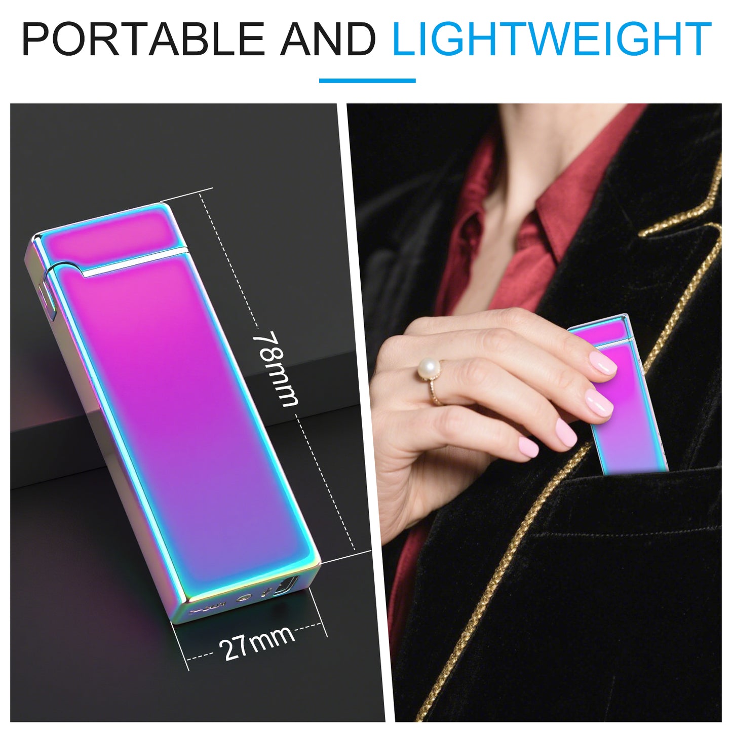 LcFun Electric Lighter USB Rechargeable Dual Arc Lighter with Battery Indicator, Windproof Cool Pocket Plasma Lighters for Camping, Small Valentines Birthday Gifts for Men Father (Gunmetal Gray)