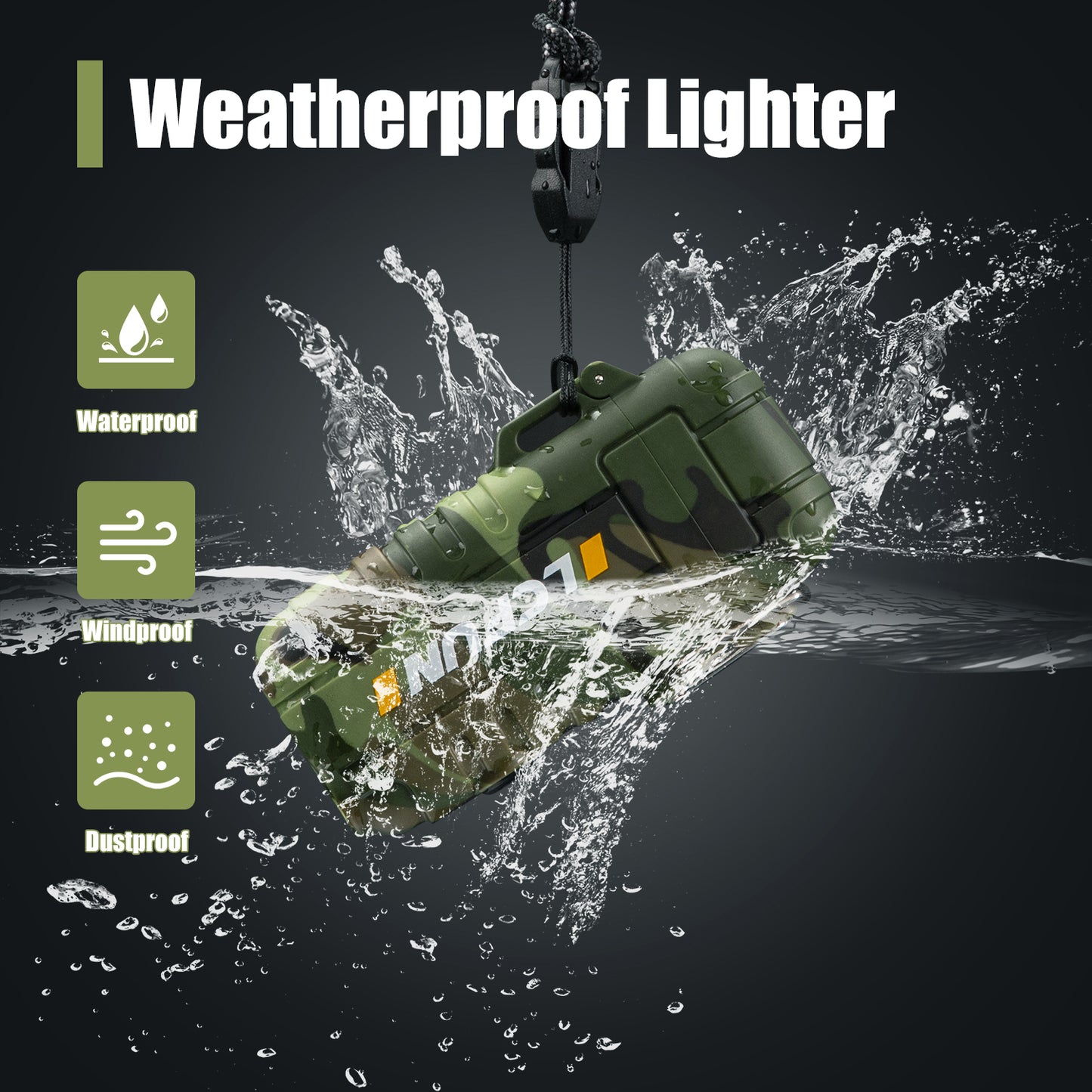 LcFun USB Rechargeable Electric Arc Lighters Windproof Plasma Lighter with LED Battery Display, Waterproof Matches with Flashlight for Camping, Survival Tactical Gear