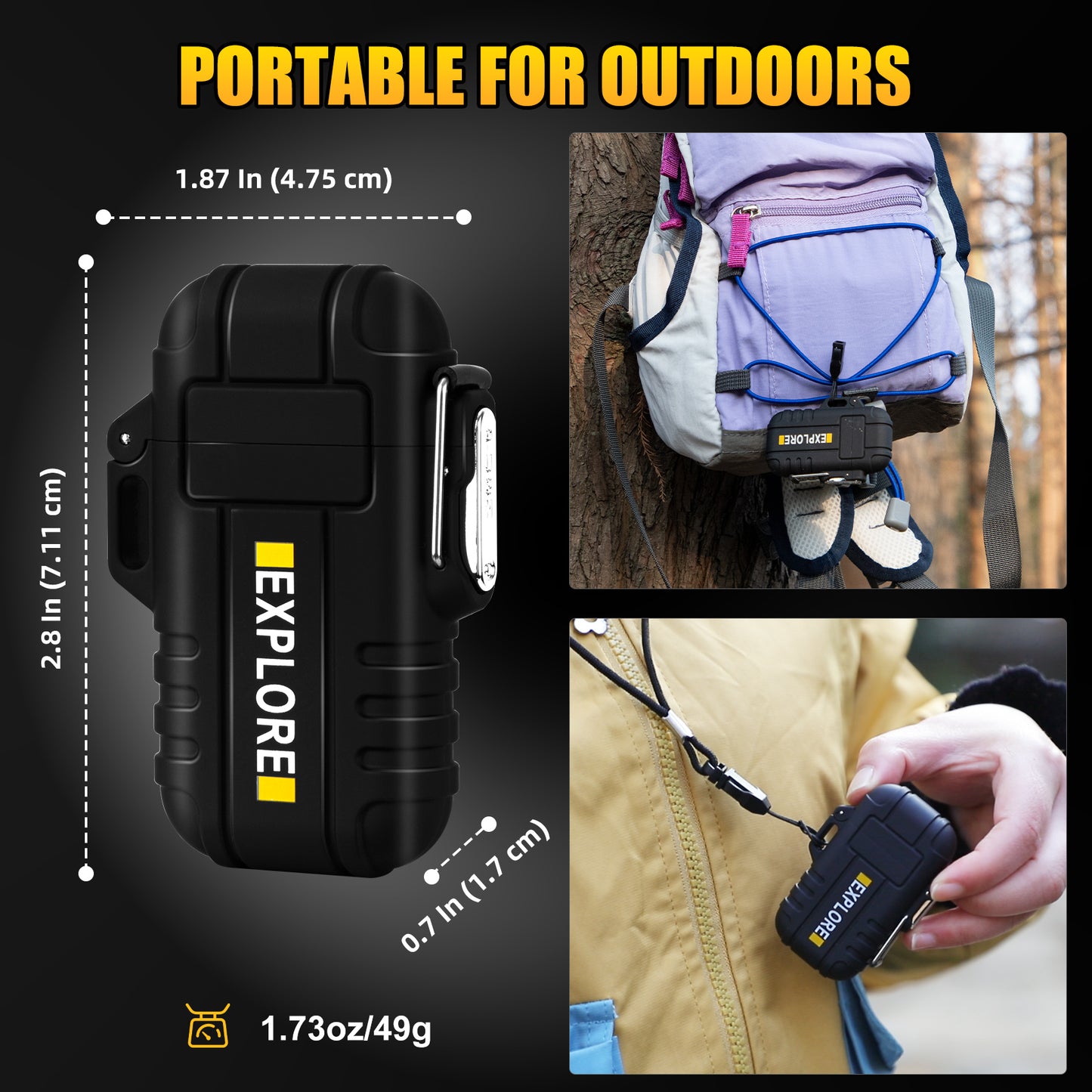 LcFun 2 Pack Waterproof Outdoor Lighter Windproof Torch Lighters Butane Refillable USB Rechargeable Electric Dual Arc Plasma Lighter Hiking Camping Essentials Hunting Gear Fathers Day Dad Gifts