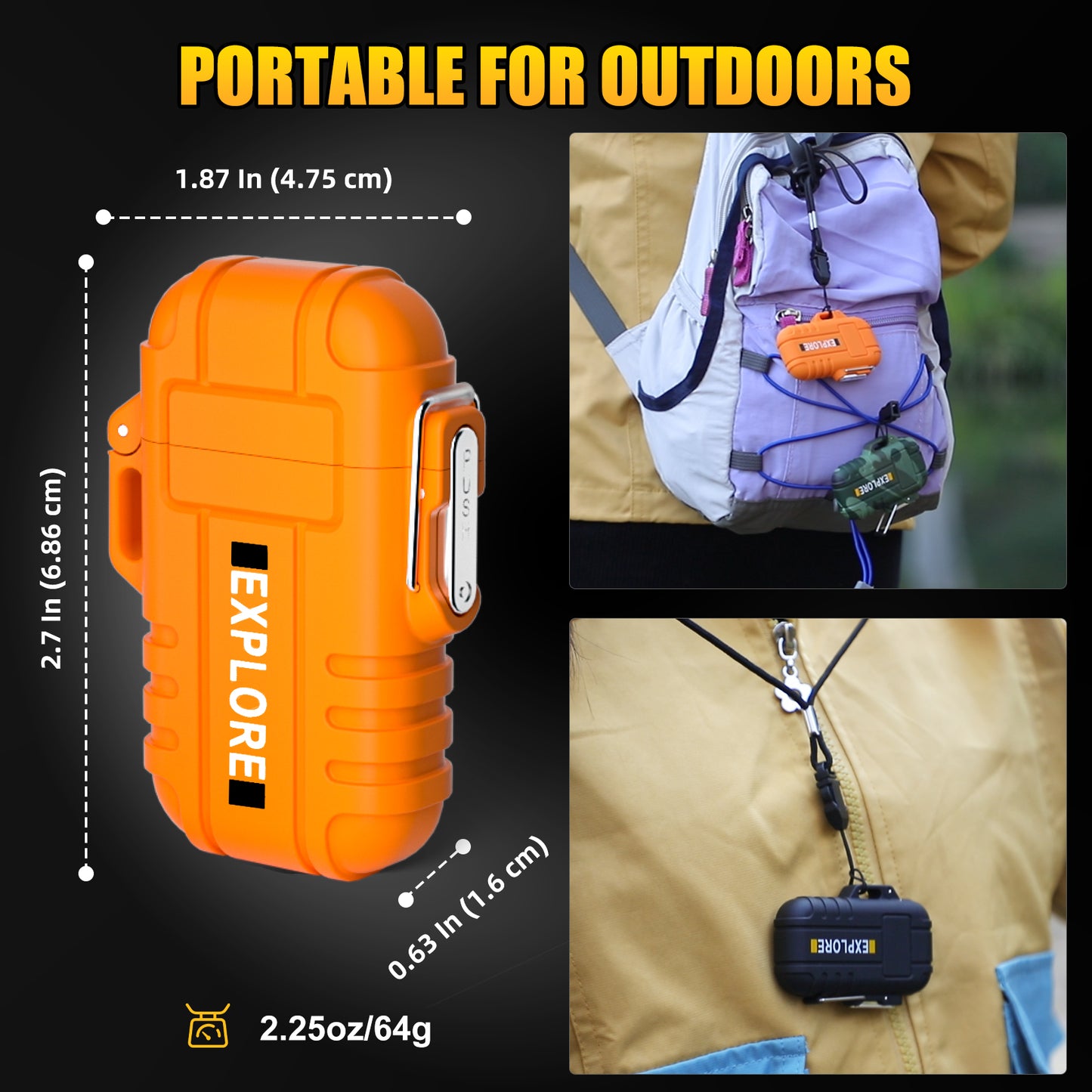 LcFun 2 Pack Waterproof Outdoor Lighter Windproof Torch Lighters Butane Refillable USB Rechargeable Electric Dual Arc Plasma Lighter Hiking Camping Essentials Hunting Gear Fathers Day Dad Gifts