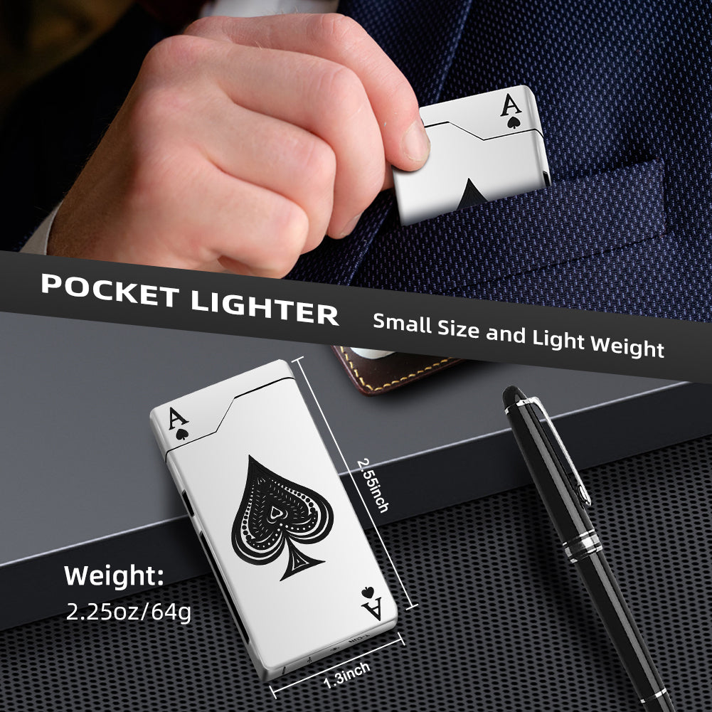 Electric Lighter - Rechargeable USB, Dual Arc Plasma, Windproof Flameless, Pocket Metal Lighter with LED Battery Indication for Candles, Camping (Silver Ace)