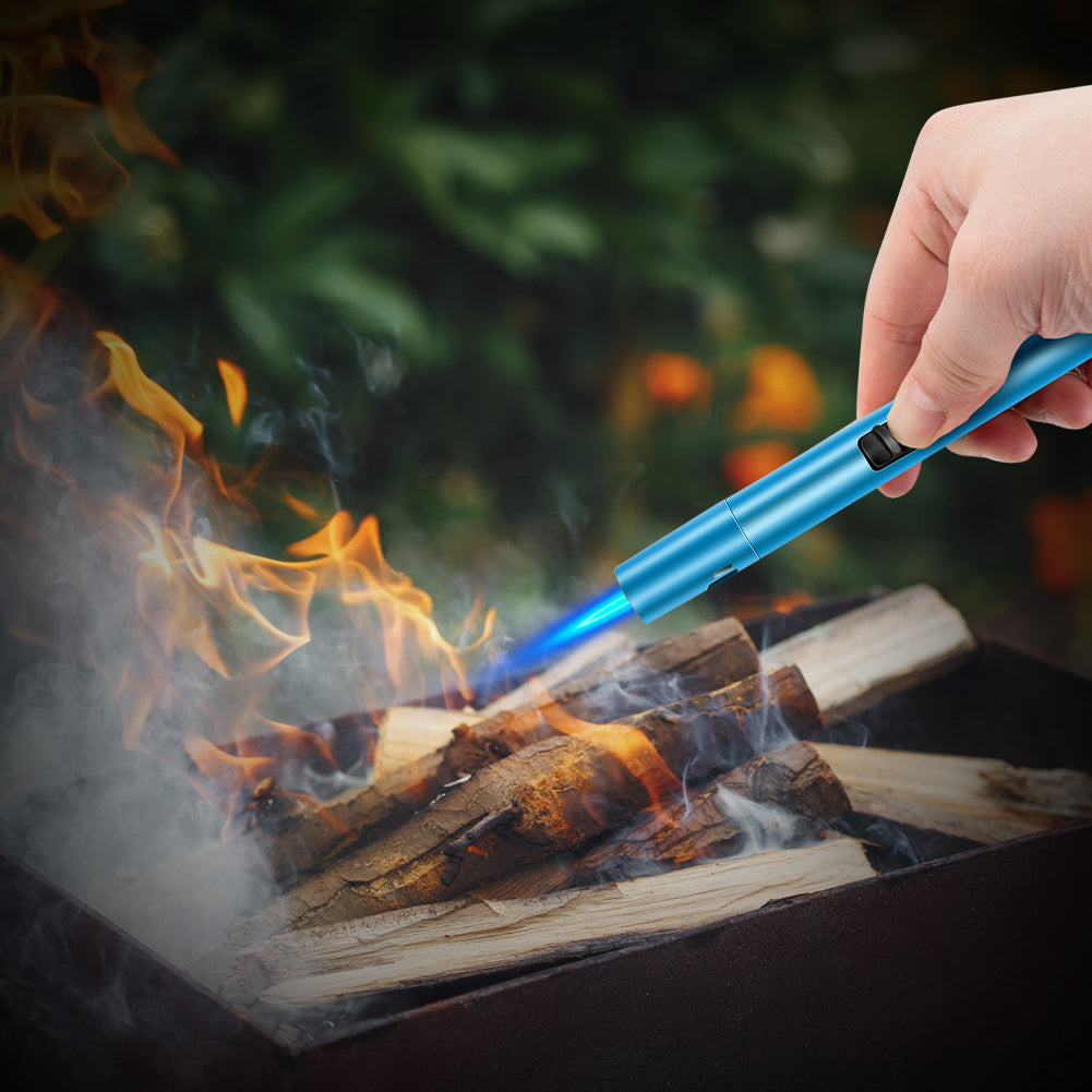 LcFun 2 Pack Torch Lighters Refillable Butane Lighter with Visible Fuel Window, Windproof Adjustable Jet Flame Long Matches Lighters for Candle, Grill, BBQ, Camping, Fireworks (Butane NOT Included)