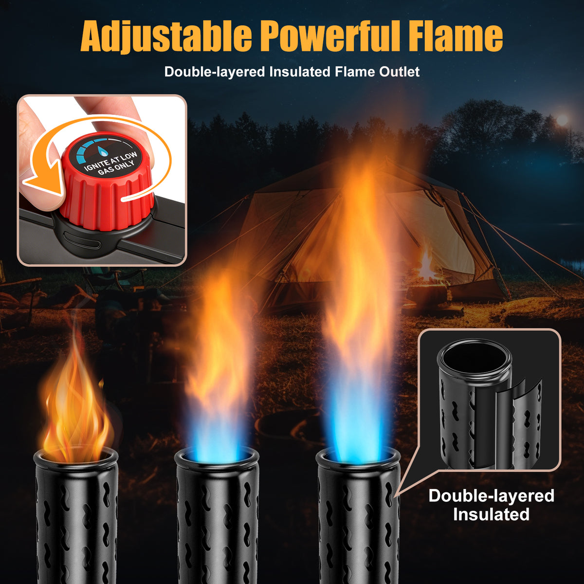 Flame Thrower Gun With Safety Lock, Windproof Propane Torch Gun with Flashlight, Advanced Electric Arc Ignition,Retractable Stock,Blow Torch Fire Starter Gun Lighter for Charcoals,Grill,Cooking( NO Tank)