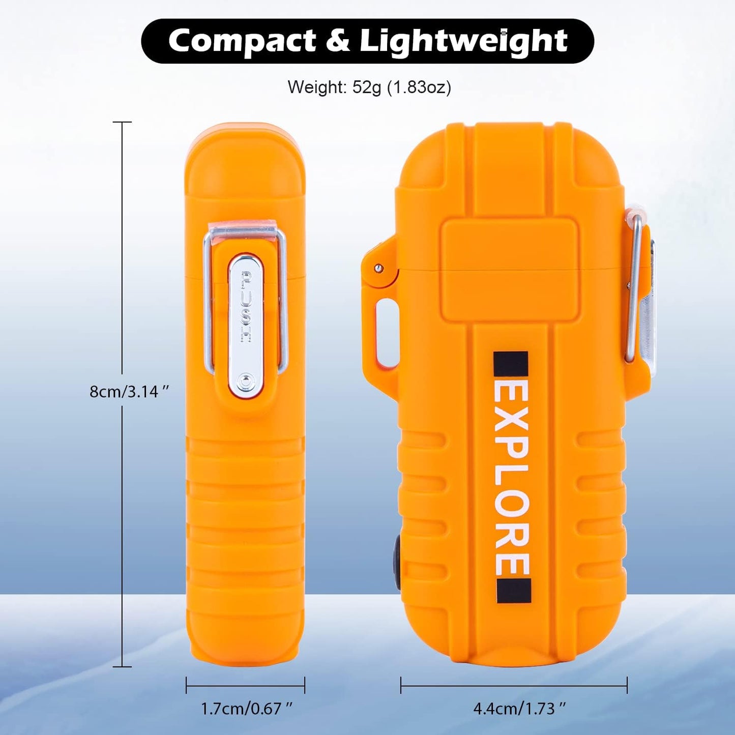 USB C Rechargeable Lighter,Electric Plasma Lighter with Cross Dual arc,Windproof and Waterproof Lighter with Flashlight for Camping,Survival,Hiking(Orange)