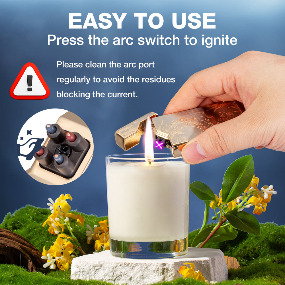 Electric Lighter - USB Rechargeable, Dual Arc Plasma Lighter, Windproof Flameless Lighters, Electronic Lighters with LED Battery Indication Gifts for Men Boyfriend Husband (Dragon Black)