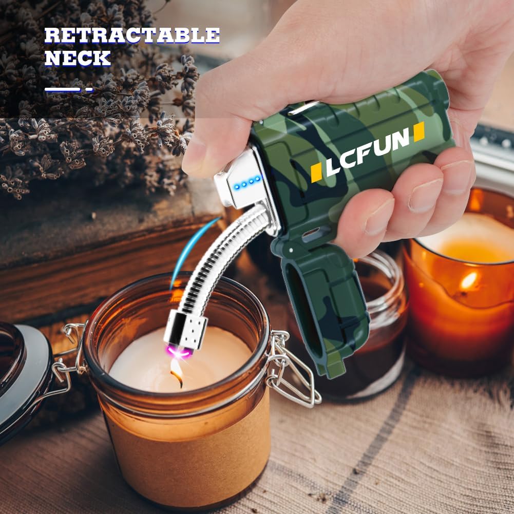 Rechargeable Lighter, USB C Electric Lighter, Plasma Lighters with LED Battery Display, Waterproof Windproof Lighters, Arc Lighter for Candle, Camping, Survival, Hiking, Outdoor, BBQ, Gas Stove