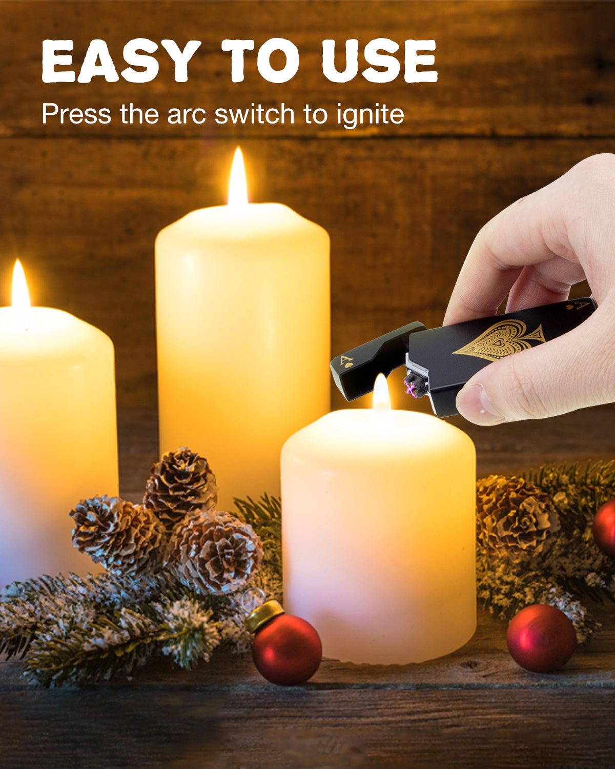 Electric Lighter - Rechargeable USB, Dual Arc Plasma, Windproof Flameless, Pocket Metal Lighter with LED Battery Indication for Candles, Camping (Silver Ace)