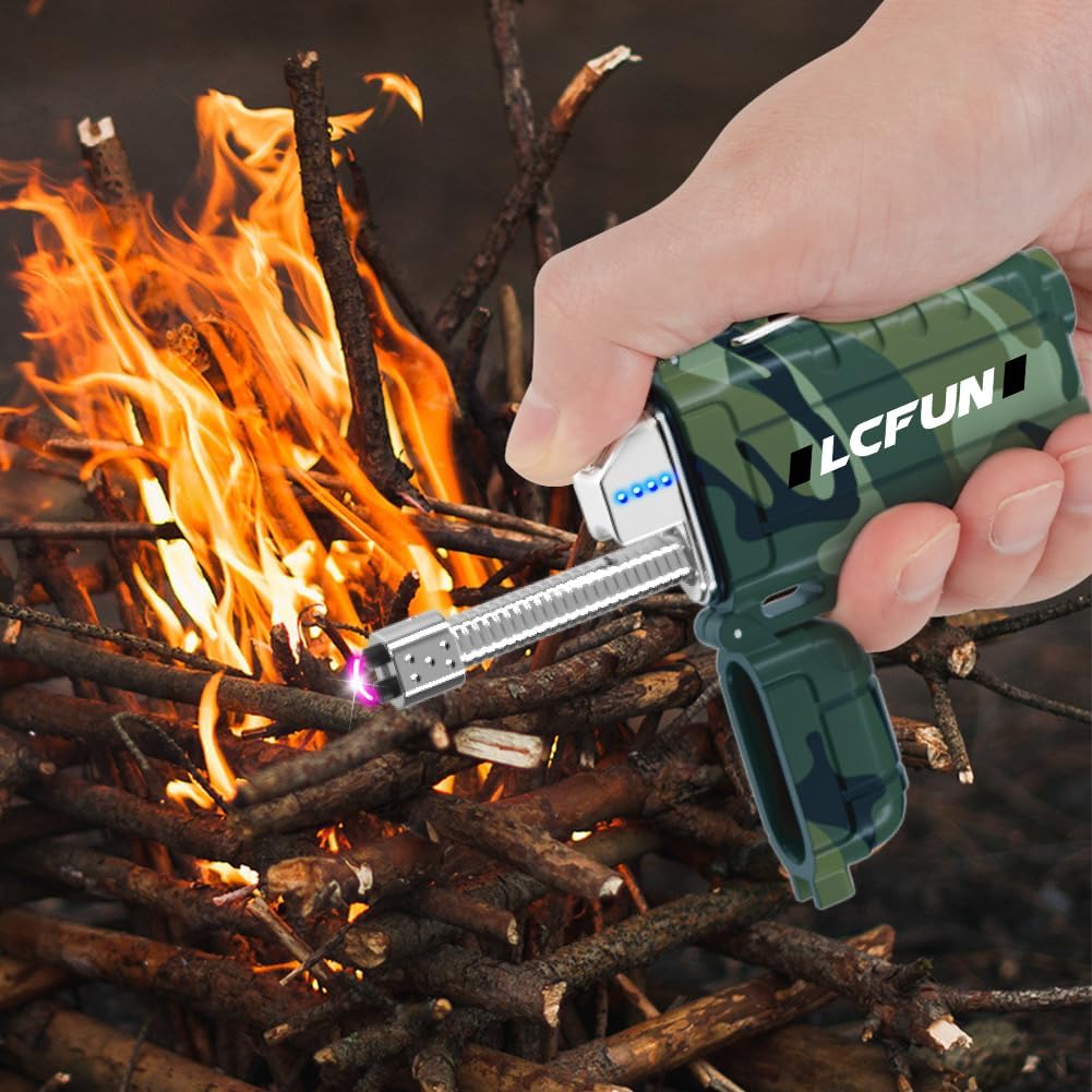 Rechargeable Lighter, USB C Electric Lighter, Plasma Lighters with LED Battery Display, Waterproof Windproof Lighters, Arc Lighter for Candle, Camping, Survival, Hiking, Outdoor, BBQ, Gas Stove