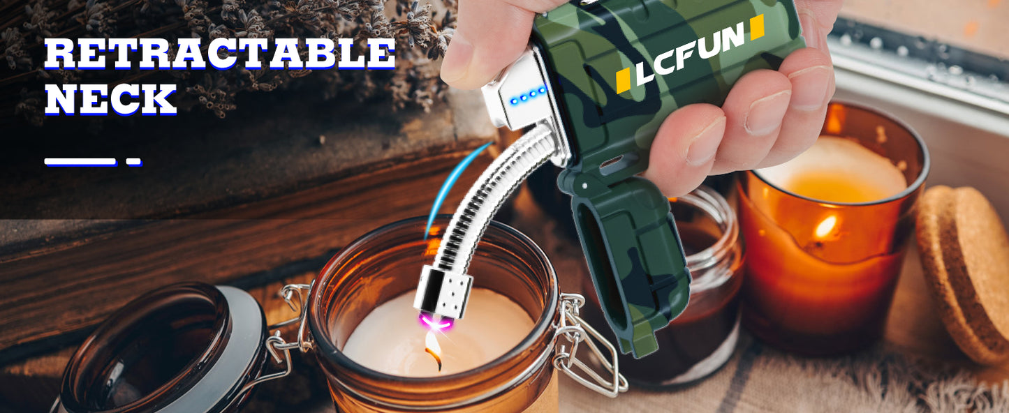 Rechargeable Lighter, USB C Electric Lighter, Plasma Lighters with LED Battery Display, Waterproof Windproof Lighters, Arc Lighter for Candle, Camping, Survival, Hiking, Outdoor, BBQ, Gas Stove