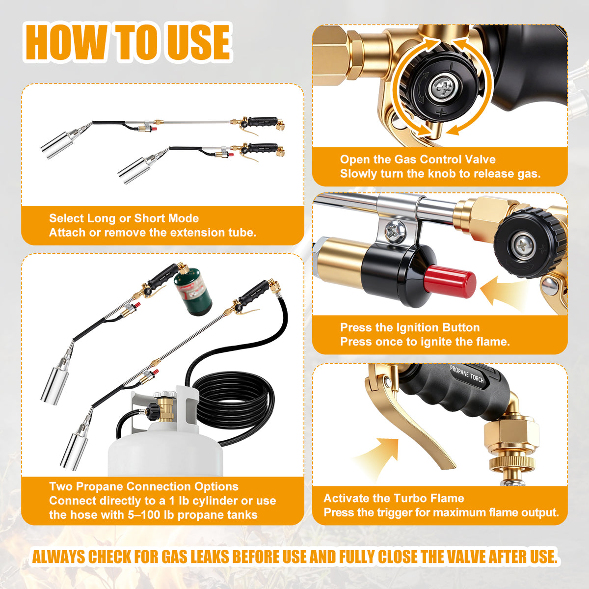 Propane Torch Weed Burner, High Output Weed Torch & Flame Thrower for Weeds, Heavy Duty Flame Weeder Blow Torch for Garden, Roofing, BBQ, Melting Ice & Snow