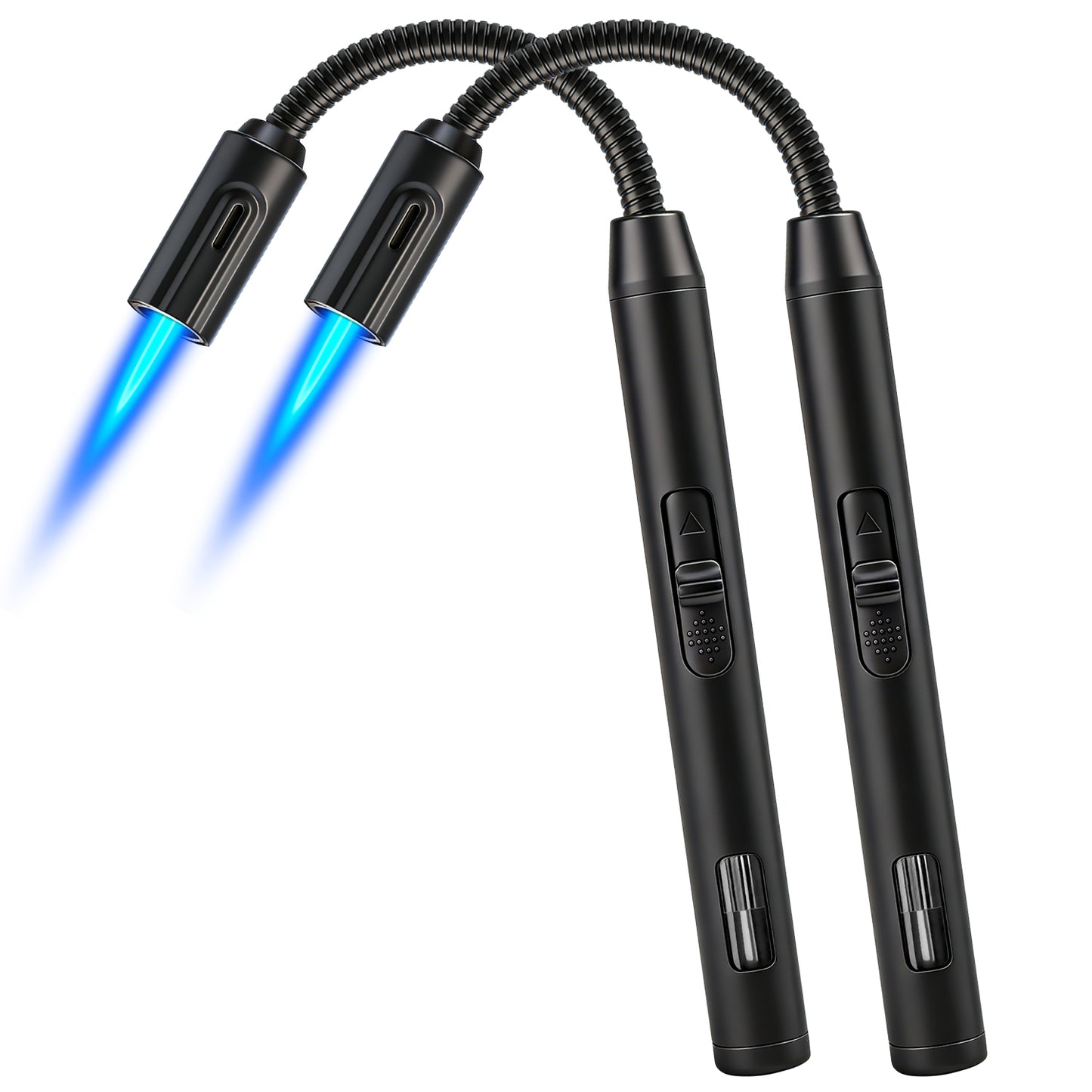 LcFun Torch Lighter Refillable Butane Lighters Long Stem with Visible Fuel Tank, Windproof Jet Flame Flexible Long Neck Lighter for Grill BBQ Fireplace (Butane Not Included)